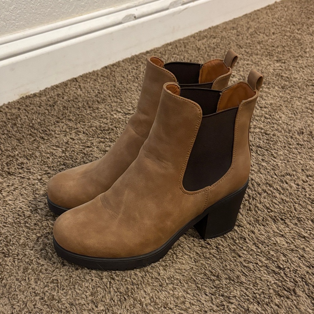 Dream Pairs Tan Heeled Boots for Women